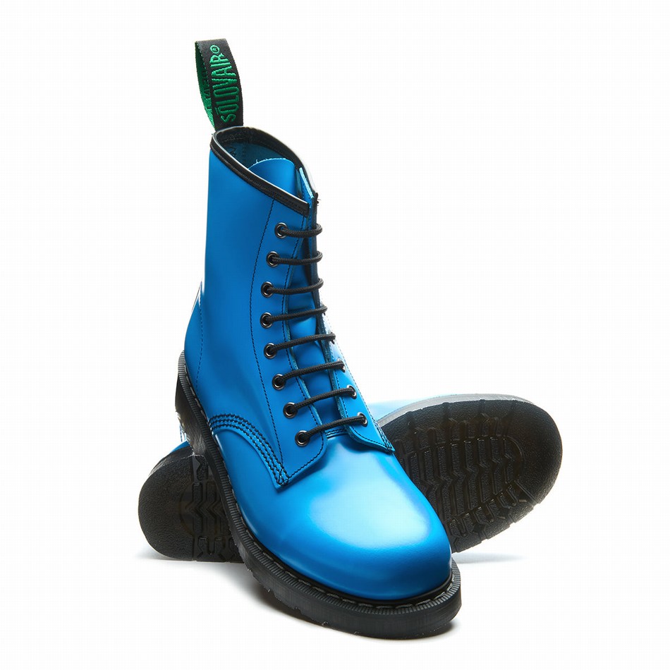 Solovair 8 Eye Uomo Stivali Derby Blu | S8-551-BL-NN-G-075
