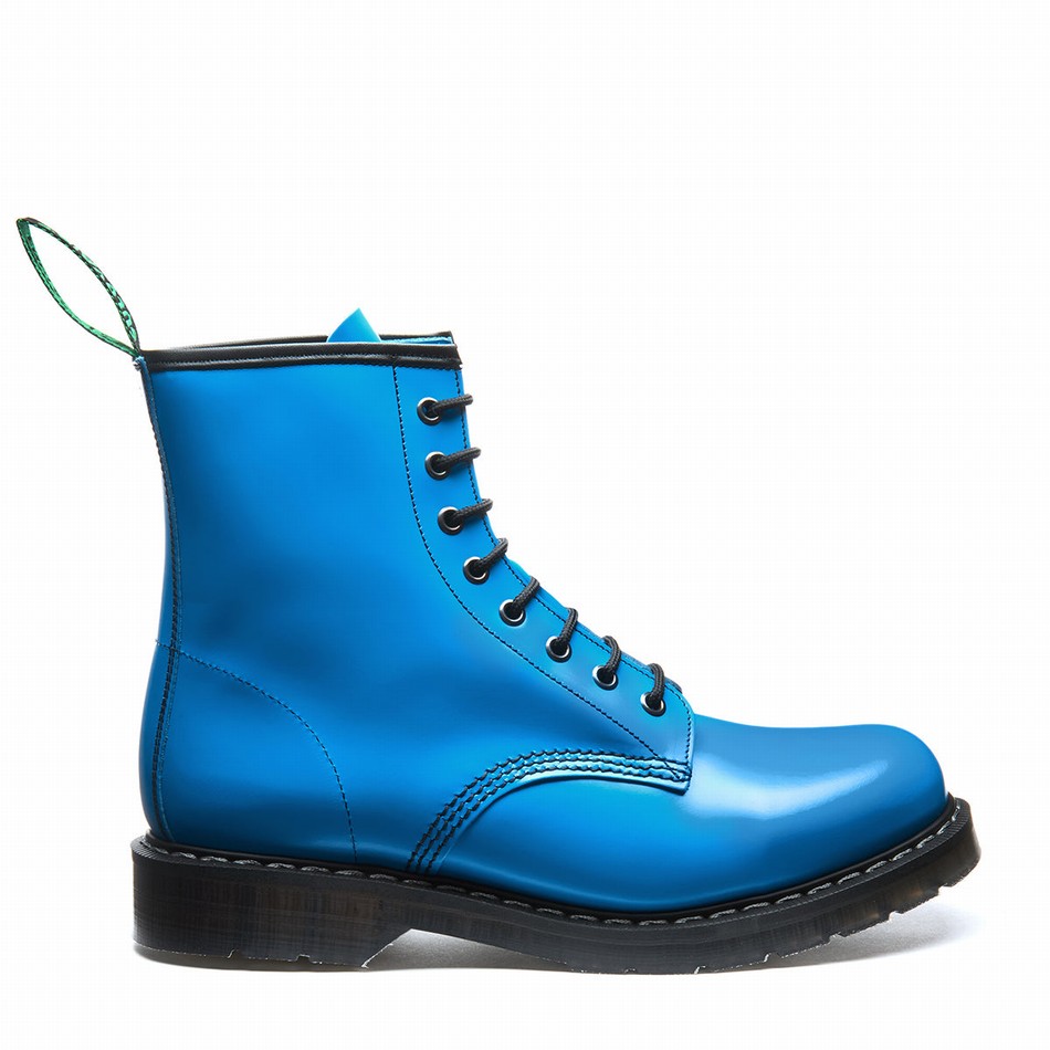 Solovair 8 Eye Uomo Stivali Derby Blu | S8-551-BL-NN-G-075