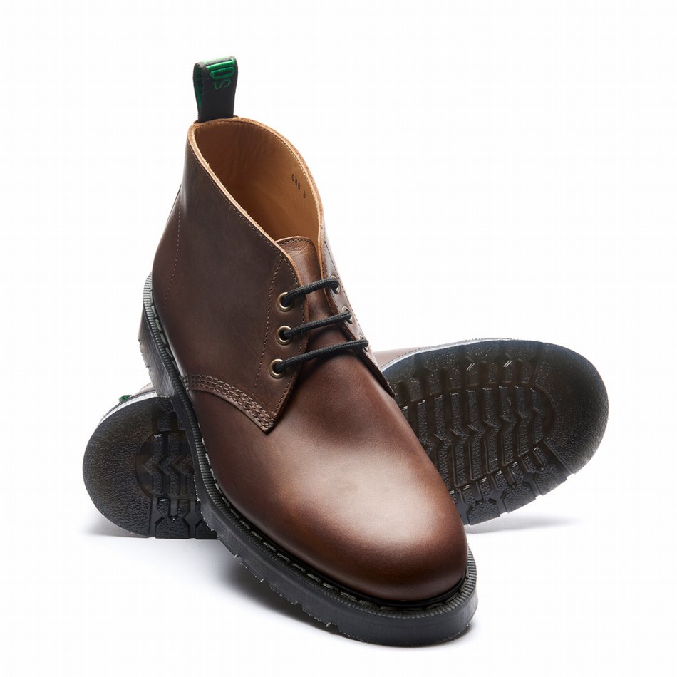 Solovair Gaucho Crazy Horse 3 Eye Uomo Stivali Chukka Marroni | S3-080-CH-G-030