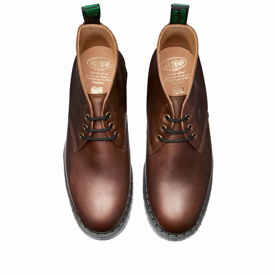 Solovair Gaucho Crazy Horse 3 Eye Uomo Stivali Chukka Marroni | S3-080-CH-G-030