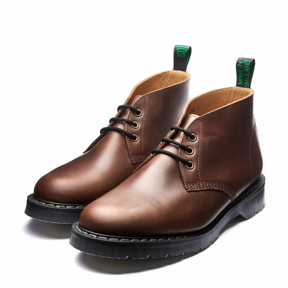 Solovair Gaucho Crazy Horse 3 Eye Uomo Stivali Chukka Marroni | S3-080-CH-G-030