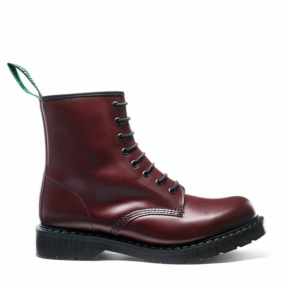 Solovair Hi-Shine 8 Eye Uomo Stivali Derby Rosse | S8-551-OX-G-030