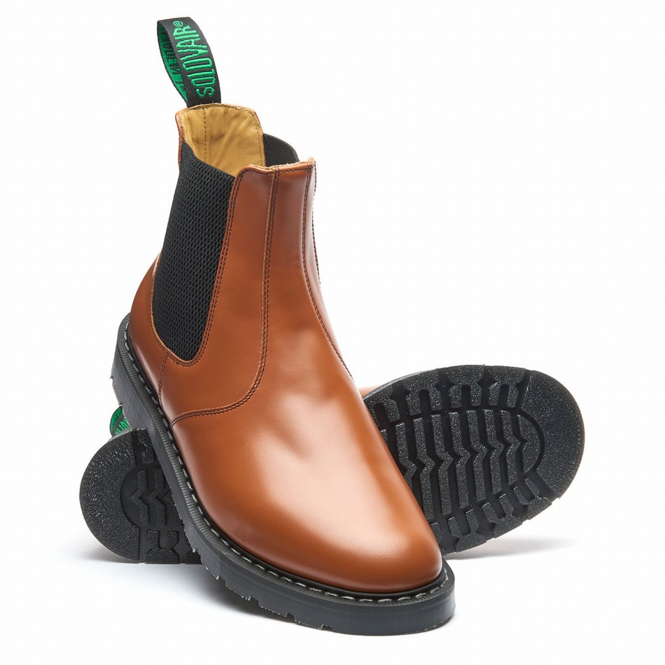 Solovair Hi-Shine Dealer Boot Uomo Stivali Dealer Marroni | S0-900-TAN-IVY-G-050