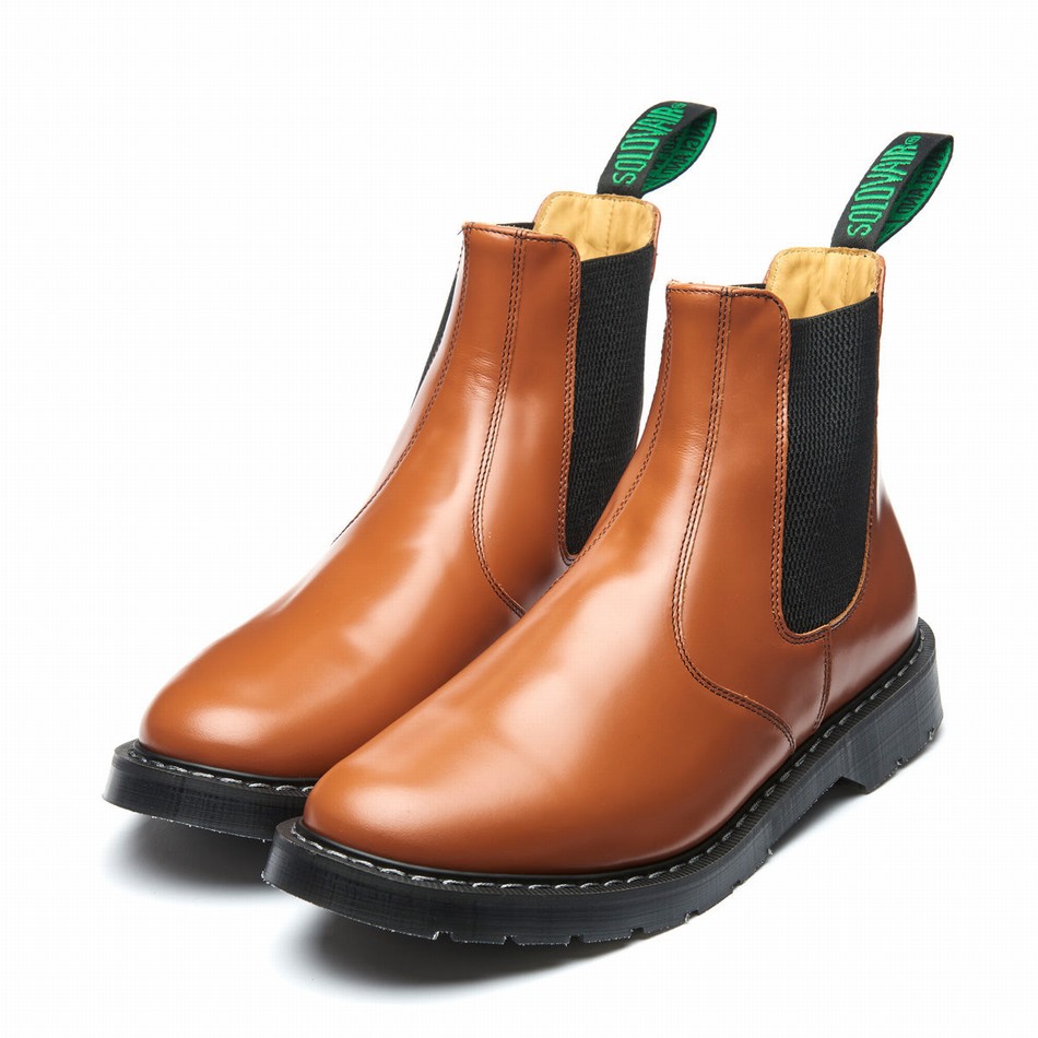 Solovair Hi-Shine Dealer Boot Uomo Stivali Dealer Marroni | S0-900-TAN-IVY-G-050