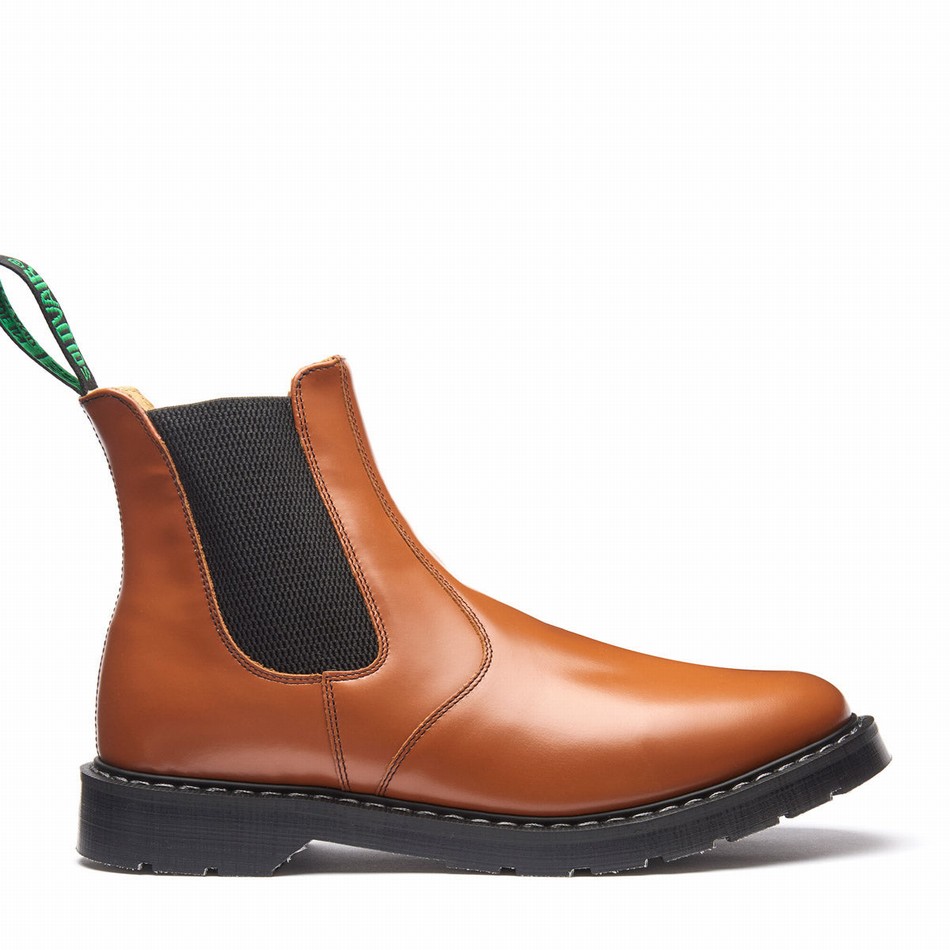 Solovair Hi-Shine Dealer Boot Uomo Stivali Dealer Marroni | S0-900-TAN-IVY-G-050