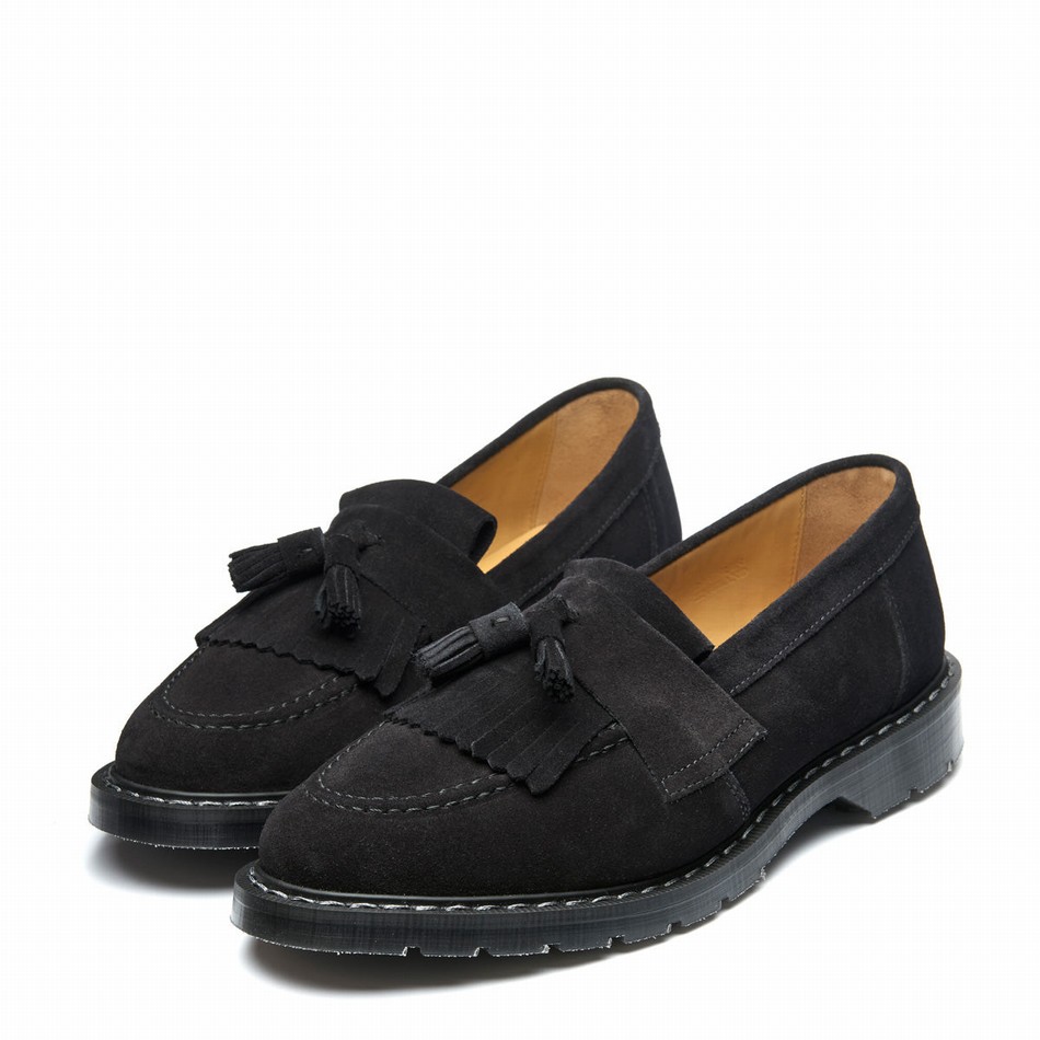 Solovair Suede Tassel Donna Mocassini Nere | S0-1022-BK-SUE-G-040