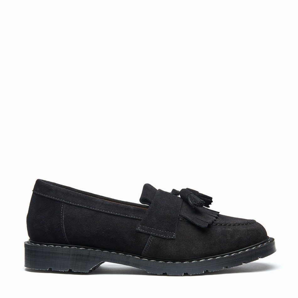 Solovair Suede Tassel Donna Mocassini Nere | S0-1022-BK-SUE-G-040