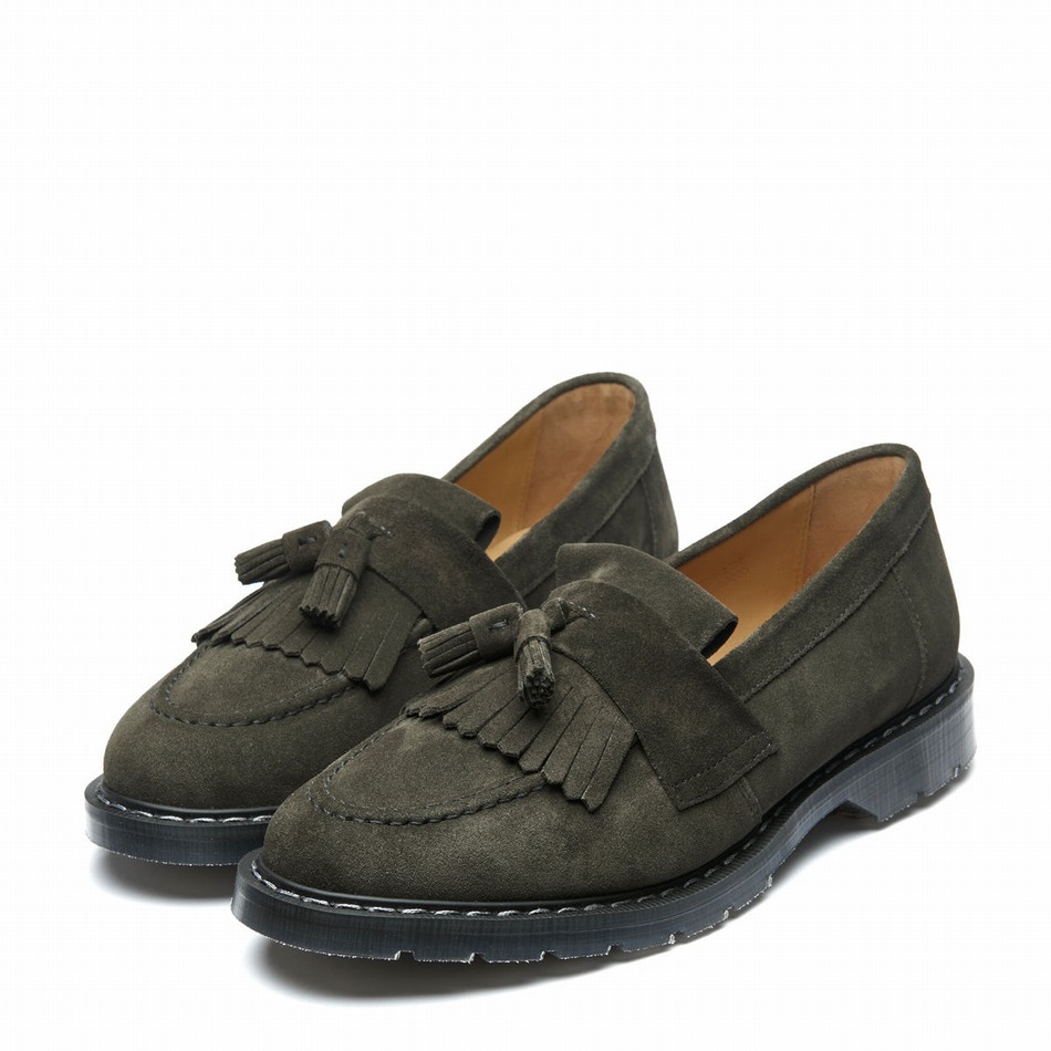 Solovair Suede Tassel Uomo Mocassini Verde Oliva | S0-1022-OL-SUE-G-035
