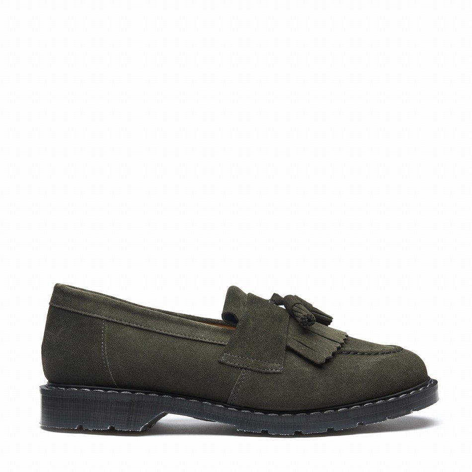 Solovair Suede Tassel Uomo Mocassini Verde Oliva | S0-1022-OL-SUE-G-035